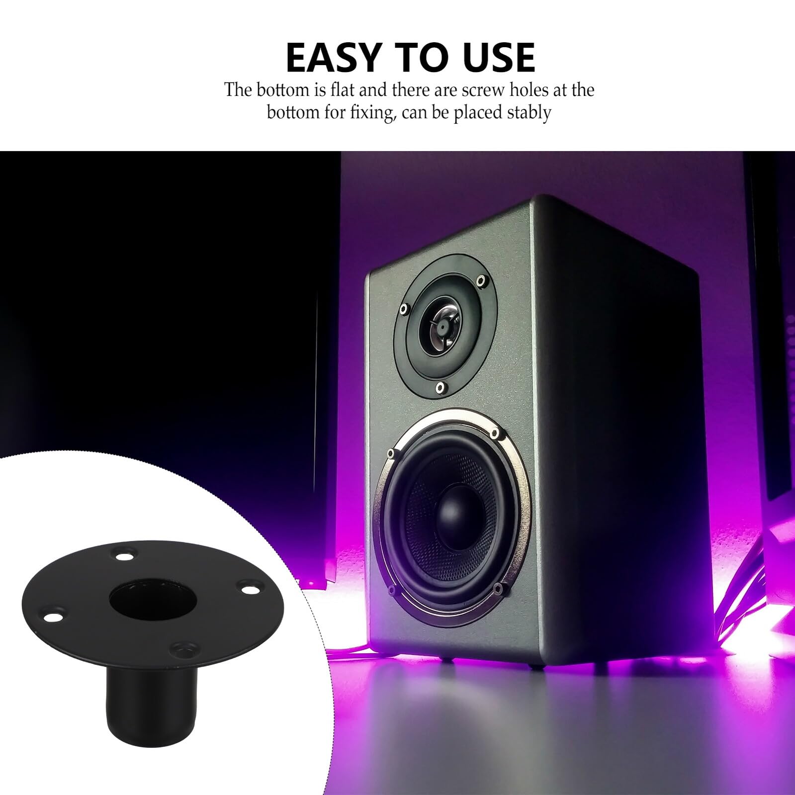 Support Socle Robuste Trous de Fixation Enceinte sur Pied en Fer Noir Forte Capacité de Charge pour Haut-Parleur pour Système Audio de Scène