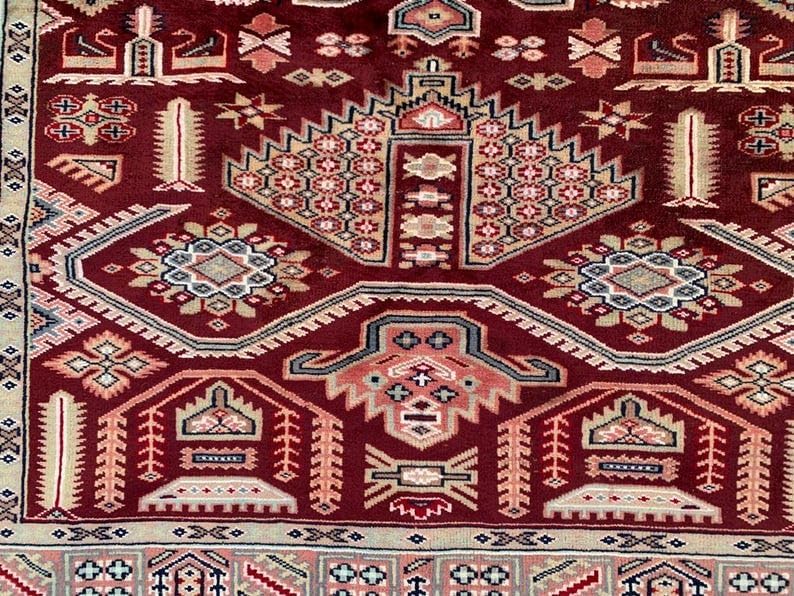 4 x 5 ft Afghan Handwoven Bokhara Wool Area Rug - (165 x 123 cm) Medallion Pattern for Elegant Home Décor