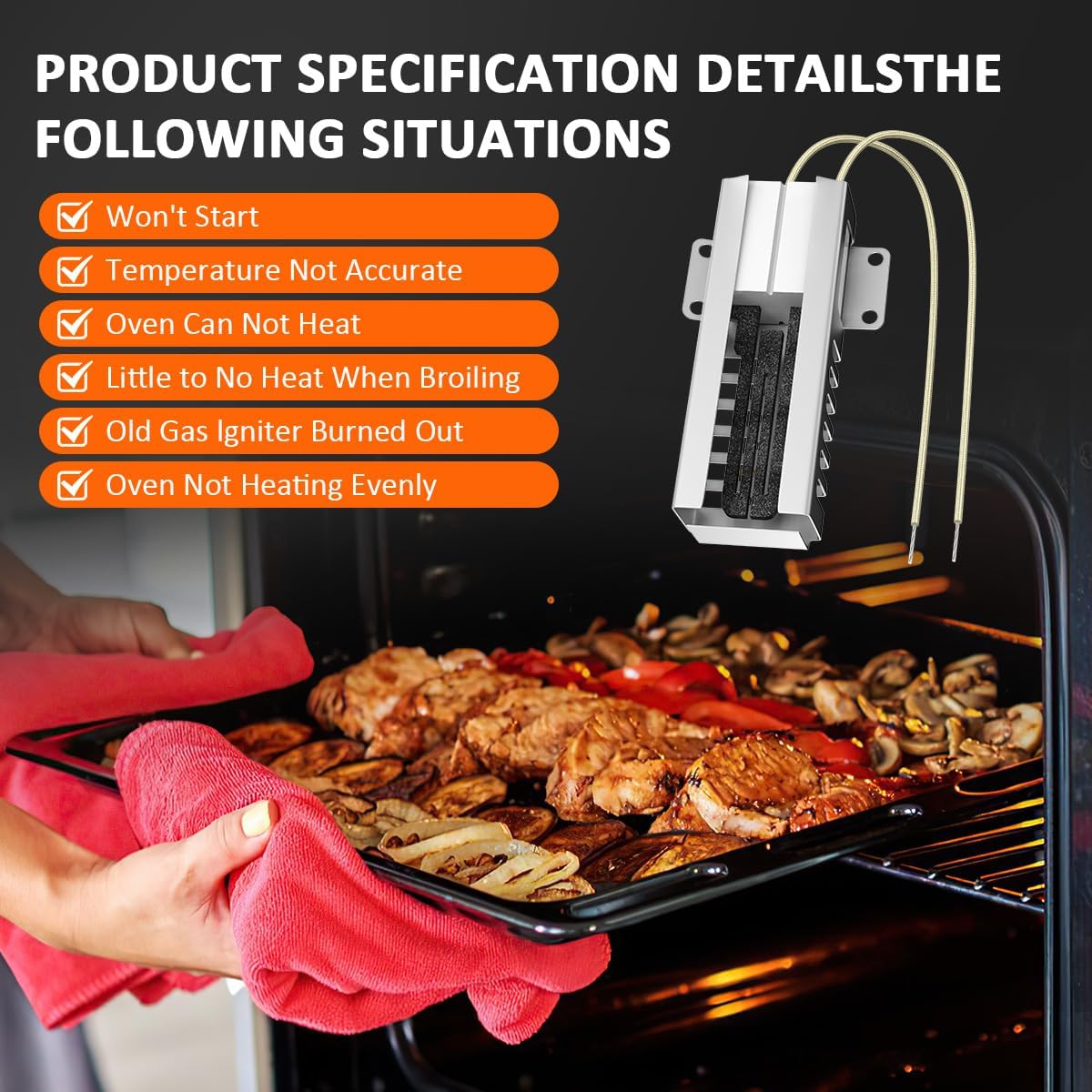 Flat Oven Igniter WB2X9998 Replacement for GE Hotpoint Frigidaire Whirlpool Maytag Kenmore LG Range Stove Burner