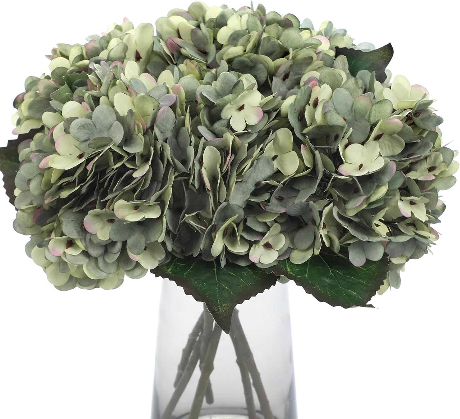 Kimura's Cabin 6pcs Fake White Flowers Artificial Silk Hydrangea