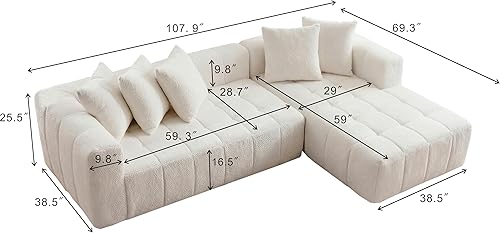 Miniatura 2 de GDFStudio Sofá modular de 4 plazas de 108 pulgadas, sofá modular con diván en forma de L, asiento profundo minimalista, sin huesos, sofás y sofás