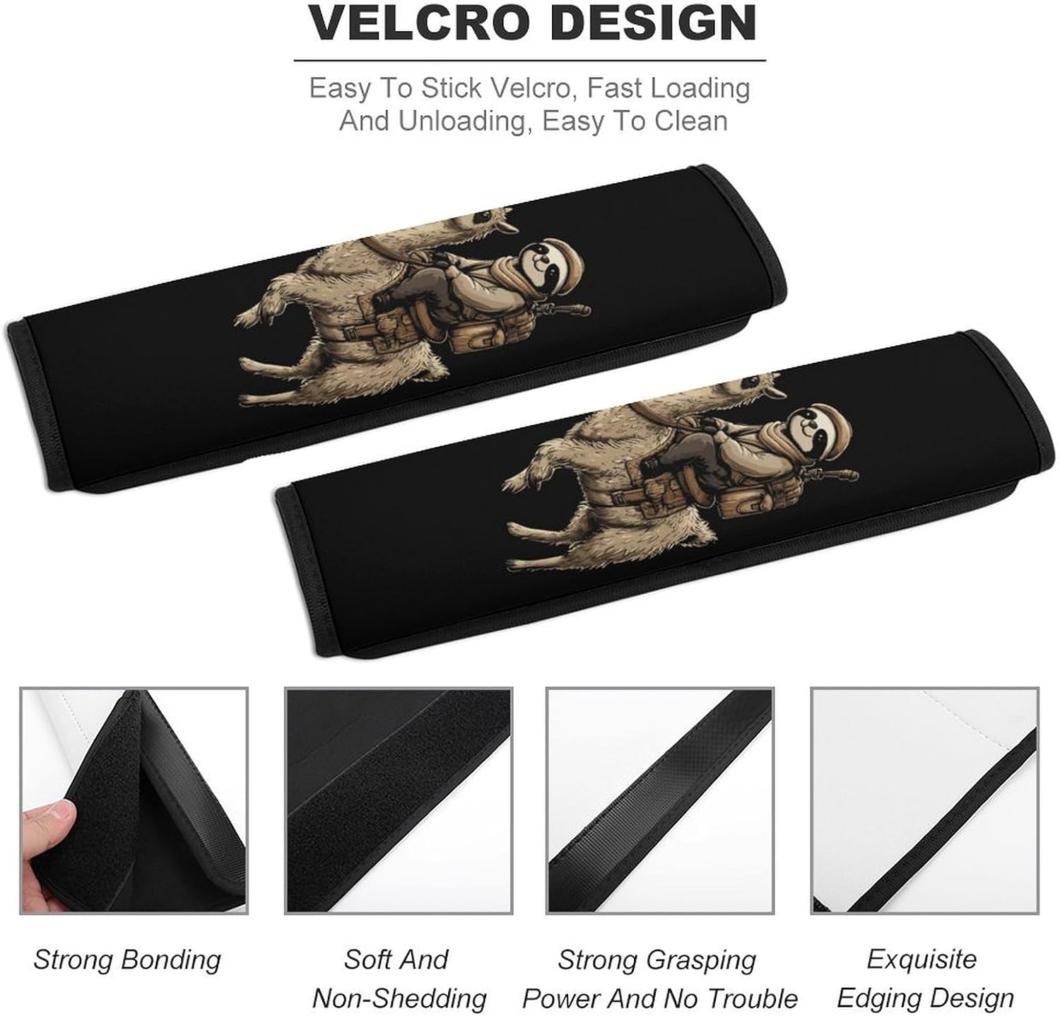 Sloth Riding Llama Best Friends Car Seat Strap Covers Soft Seat Strap Shoulder Pads Seatbelt Covers for All Car Seats 2PCS