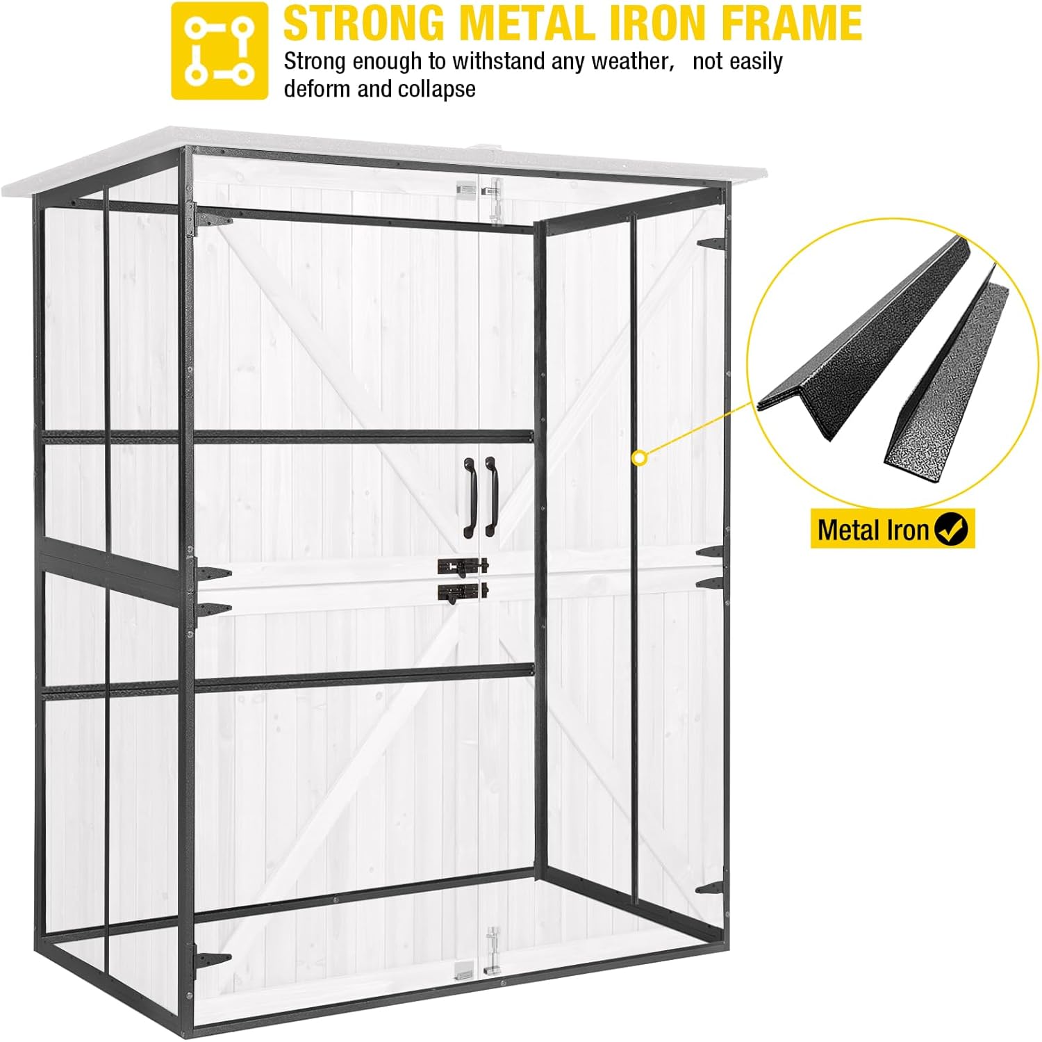 Strong metal iron frame of the Aivituvin storage shed