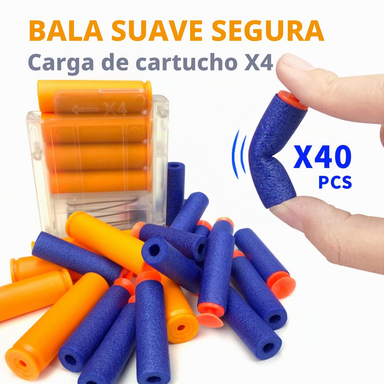 AGM MASTECH AWM Pistola lanzadora de proyectil, 40 Dardos Oficiales, Clip de 4 Dardos, 2 revistas, Stock extraíble, extensión de Barril, Juego de Juguetes Blaster para niños, niños y Adultos(Blanco)