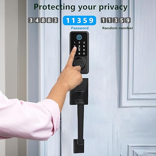 Miniatura 7 de Juego de manijas de cerradura de puerta delantera, cerradura de puerta con teclado con asas, kit de cerradura inteligente de entrada sin llave,