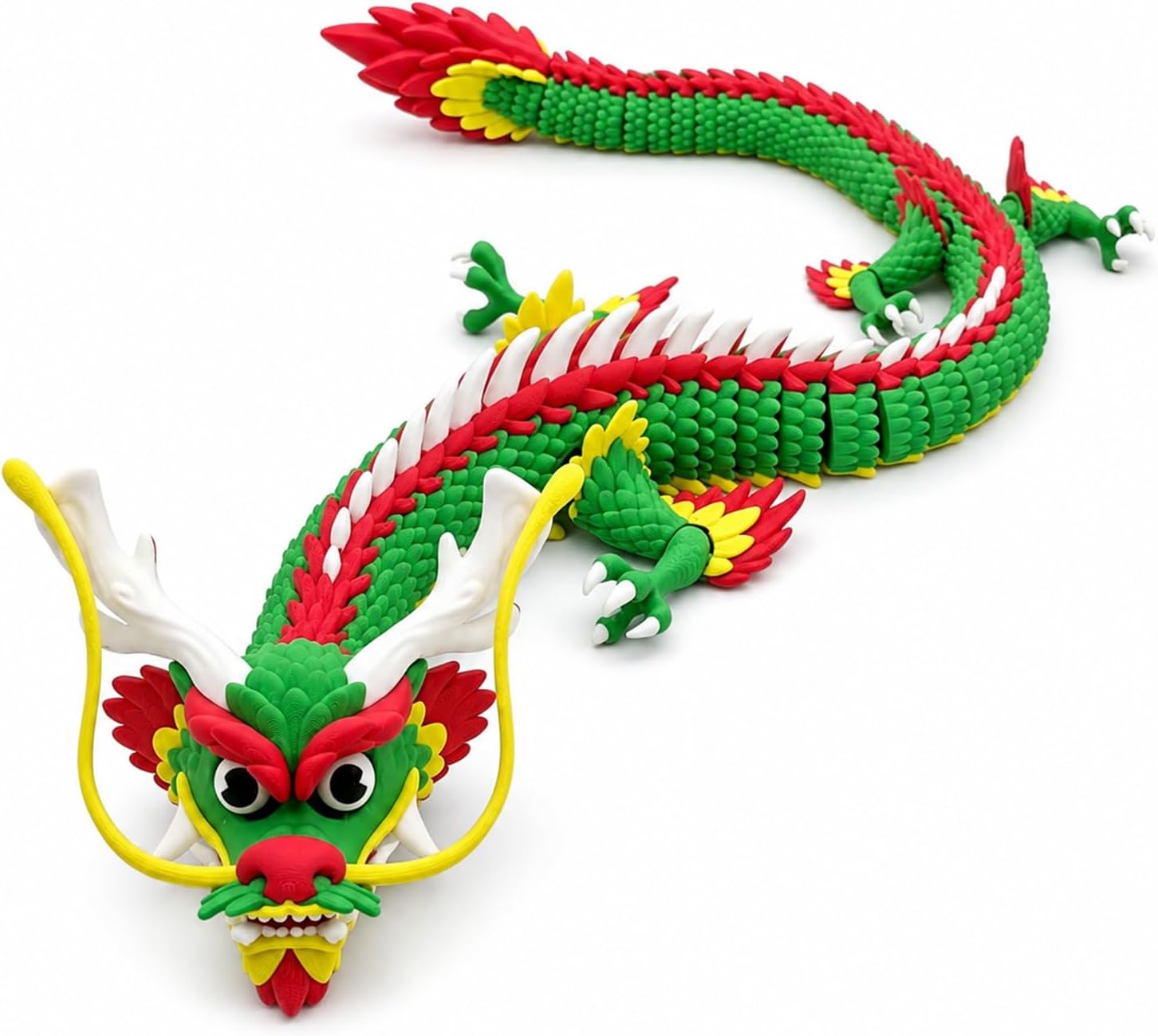 Large 3D Printed Dragon, 26.4-Inch Articulated Chinese Dragon Toy with Openable Mouth and Flexible Joints, Colorful 3D Printed Animals Collectible, Dragon Toys for Desk Décor, Display and Gifts