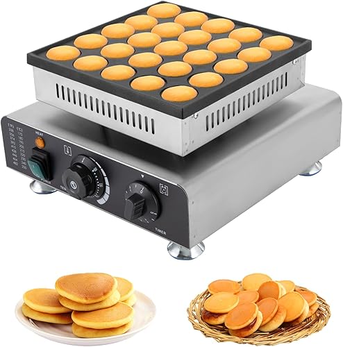 Miniatura 1 de Mini Dutch Pancake Baker Maker,25Pcs Electric Muffin Maker Stainless Steel for Home Kitchen, Cafe or Bakery,Commercial Non-stick Pancake Baker