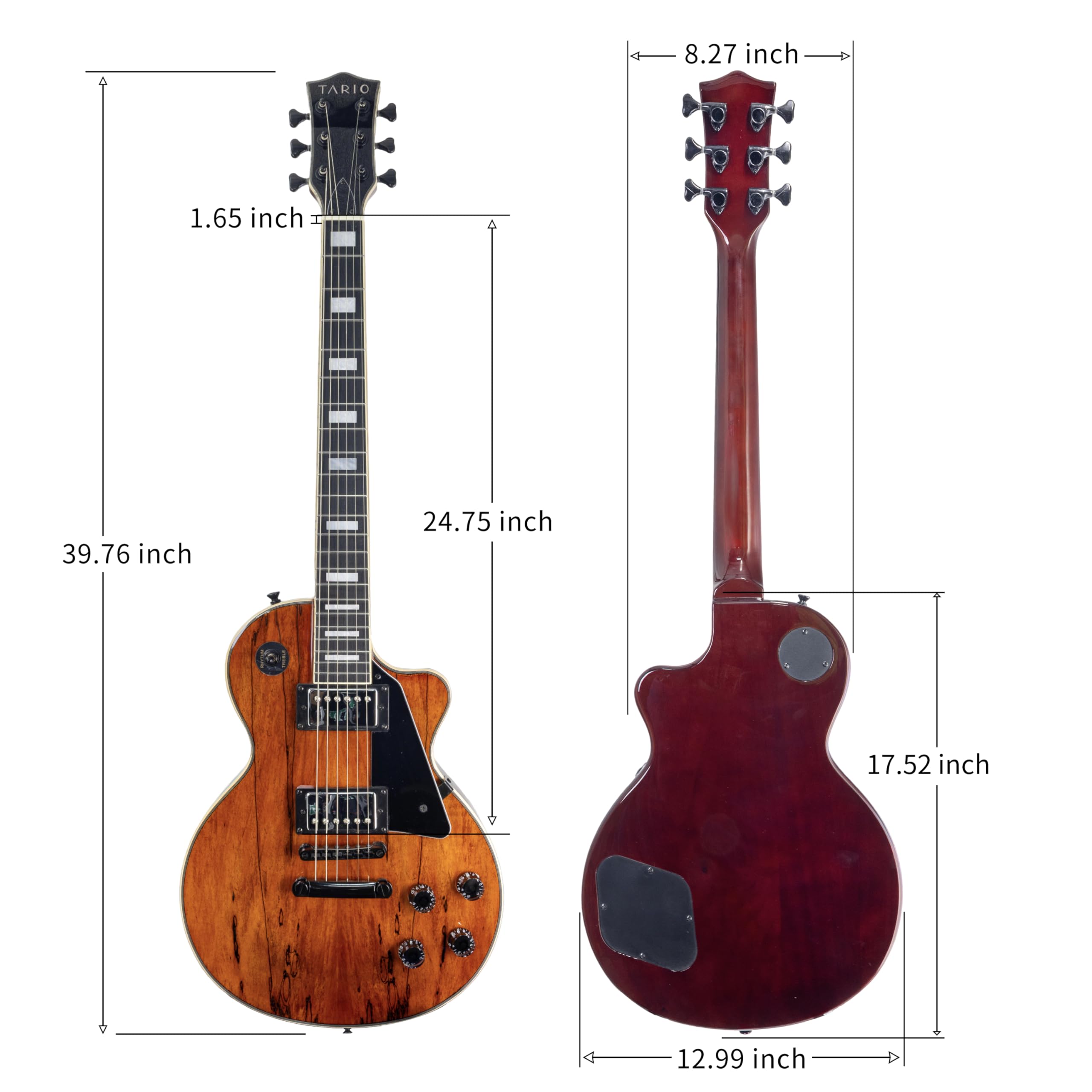 Tario Electric Guitar Spalted Maple Top with Okoume Body Maple Neck