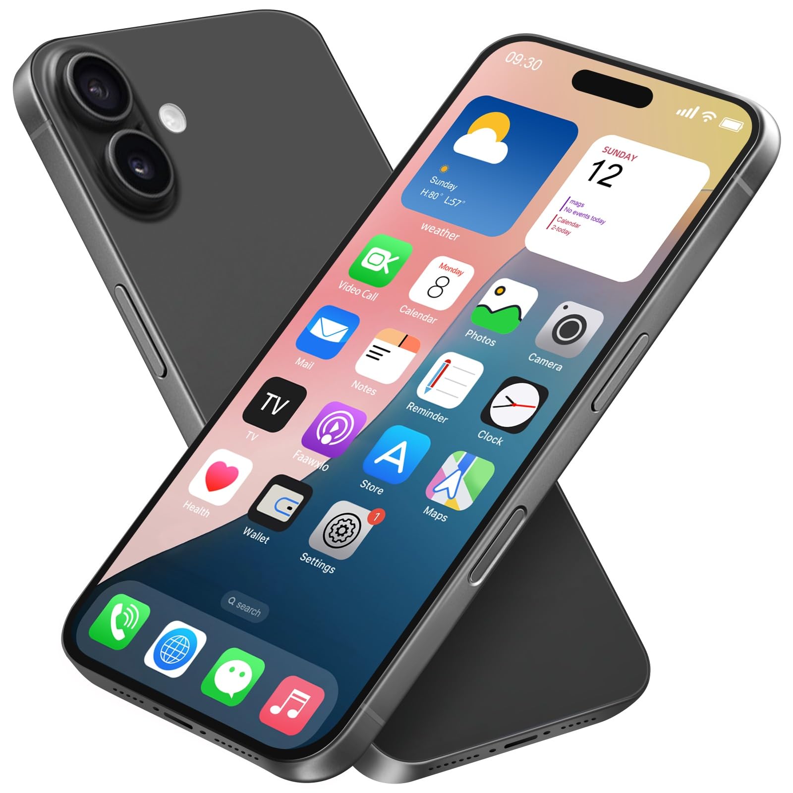 Dummy Fake Phone Model, Looks Like The RealPhone Compatible withPhone 16 Pro Max, for Cellphone Store Display or Send a ToyPhone for Kids (16,Black,The Screen is Printed with Patterns)