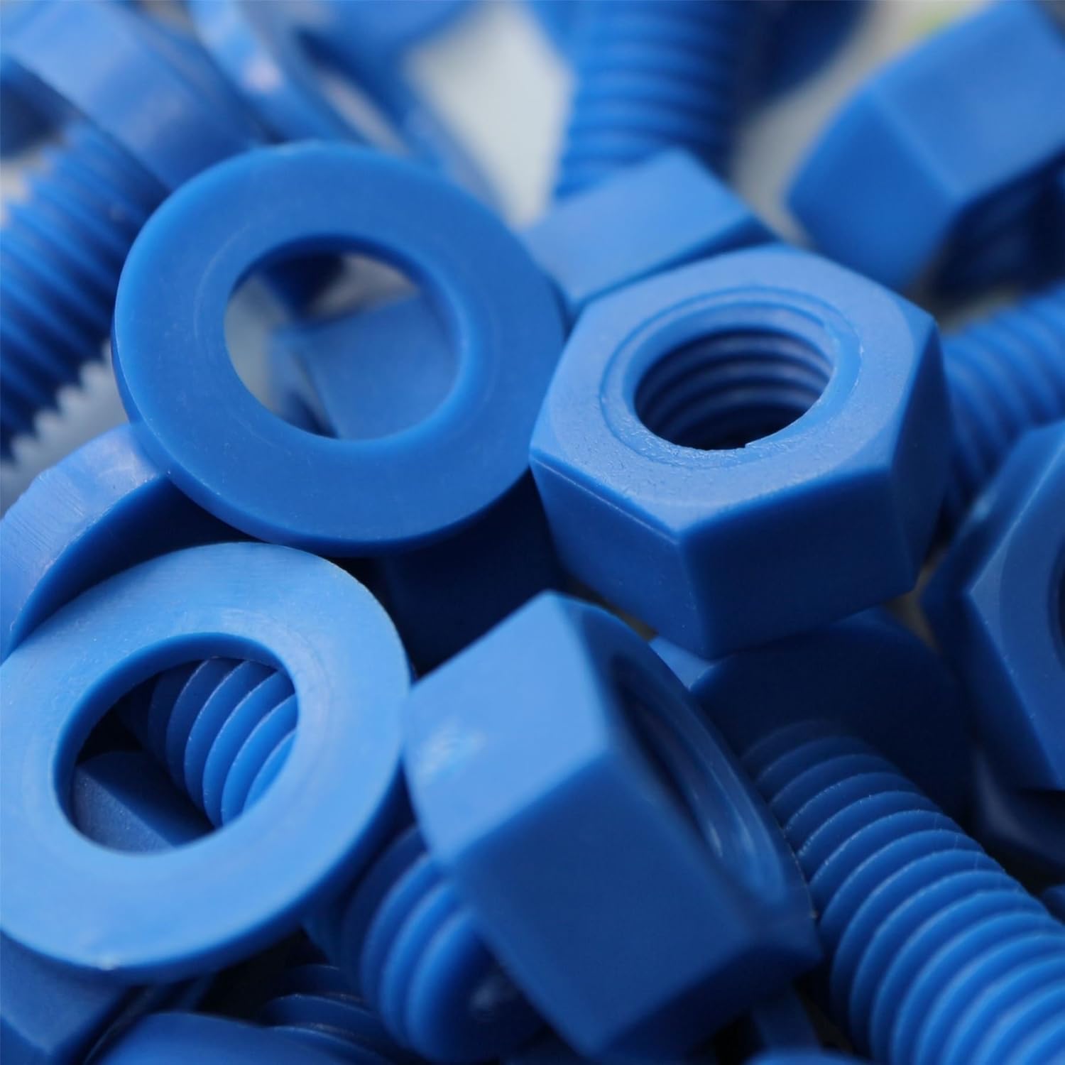 20 x Blue Pan Head Screws Polypropylene (PP) Plastic Nuts and Bolts, M4x40mm, Washers, (5/32 x 1 37/64 in)