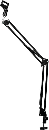 Brazo de micrófono - Negro Soporte de micrófono de escritorio con suspensión ajustable con adaptador de tornillo de 38 a 58 - Compatible con bola