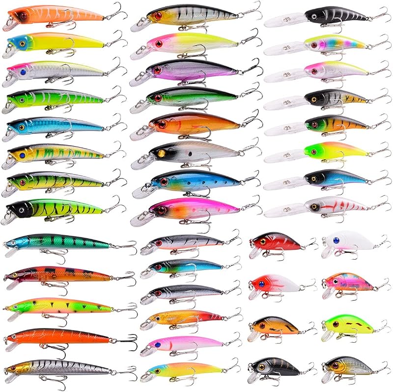 Kit de Señuelos de Pesca mixtos, incluidos cebos de manivela Popper Minnow con anzuelos para pesca de agua salada, trucha, lubina, salmón