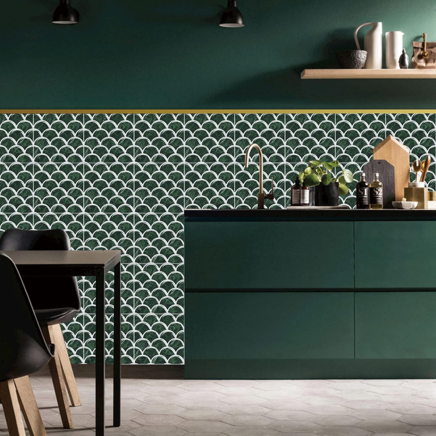 キッチンタイル 10個セットモザイクタイル キッチンタイルシール DIY キッチン【meru】洗面所 タイルステッカー 防火 耐熱 油汚れ防止 キッチン  台所 ウォールステッカー ウォール シール はがせる 壁紙 DIY おしゃれの通販はau PAY マーケット - HOMMA Lab 株式会社 |  au ... ダークグリーン幾何学壁紙ビニール自己粘着壁タイルキッチンバスルームタイルステッカー(25 Pcs/15x15cm)