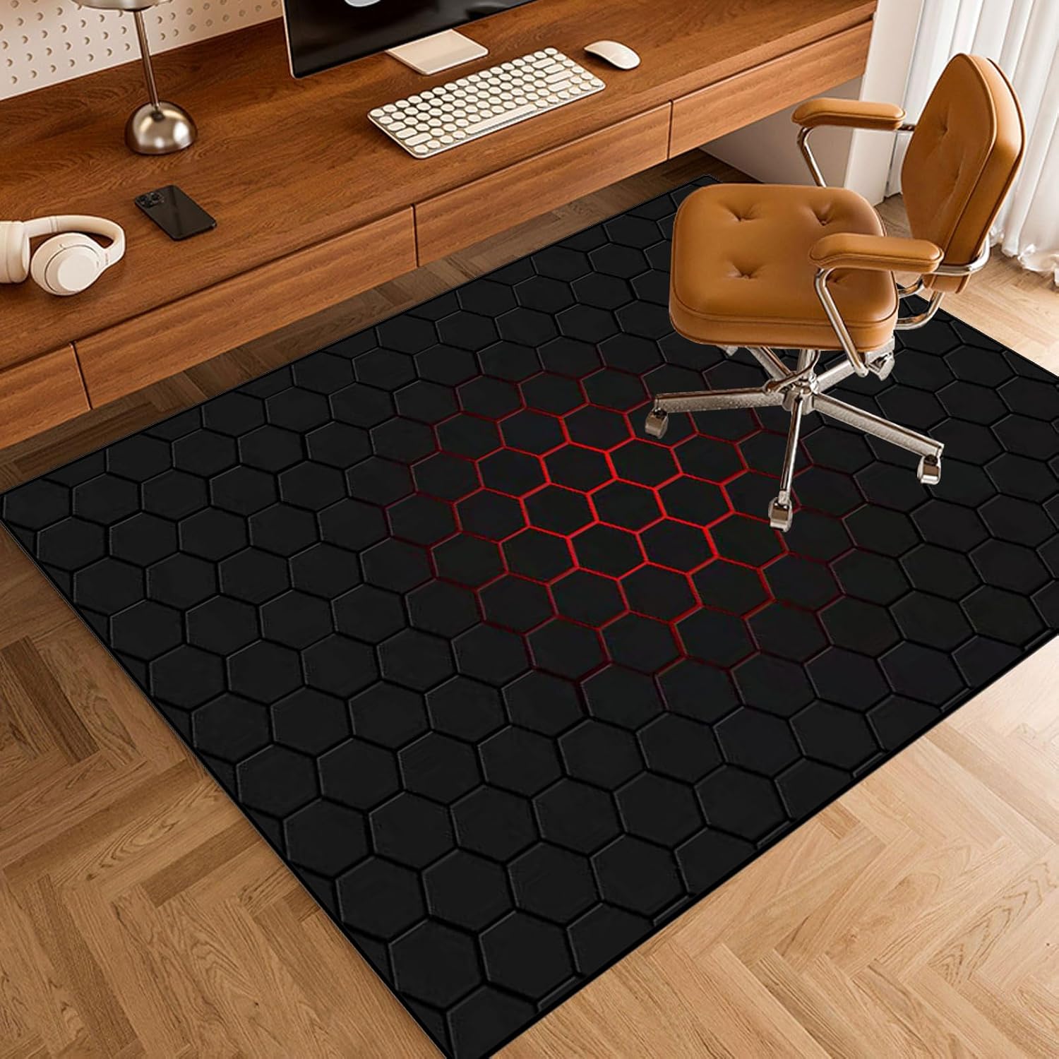 Heavy Duty Desk Chair Mat for Carpeted and Hardwood Floor 160 x 180 cm Carpet Protector Computer Gaming Chair Mat Home and Office Rolling Chair Non Slip Office Chair Mat (T7 140 x 160 cm)