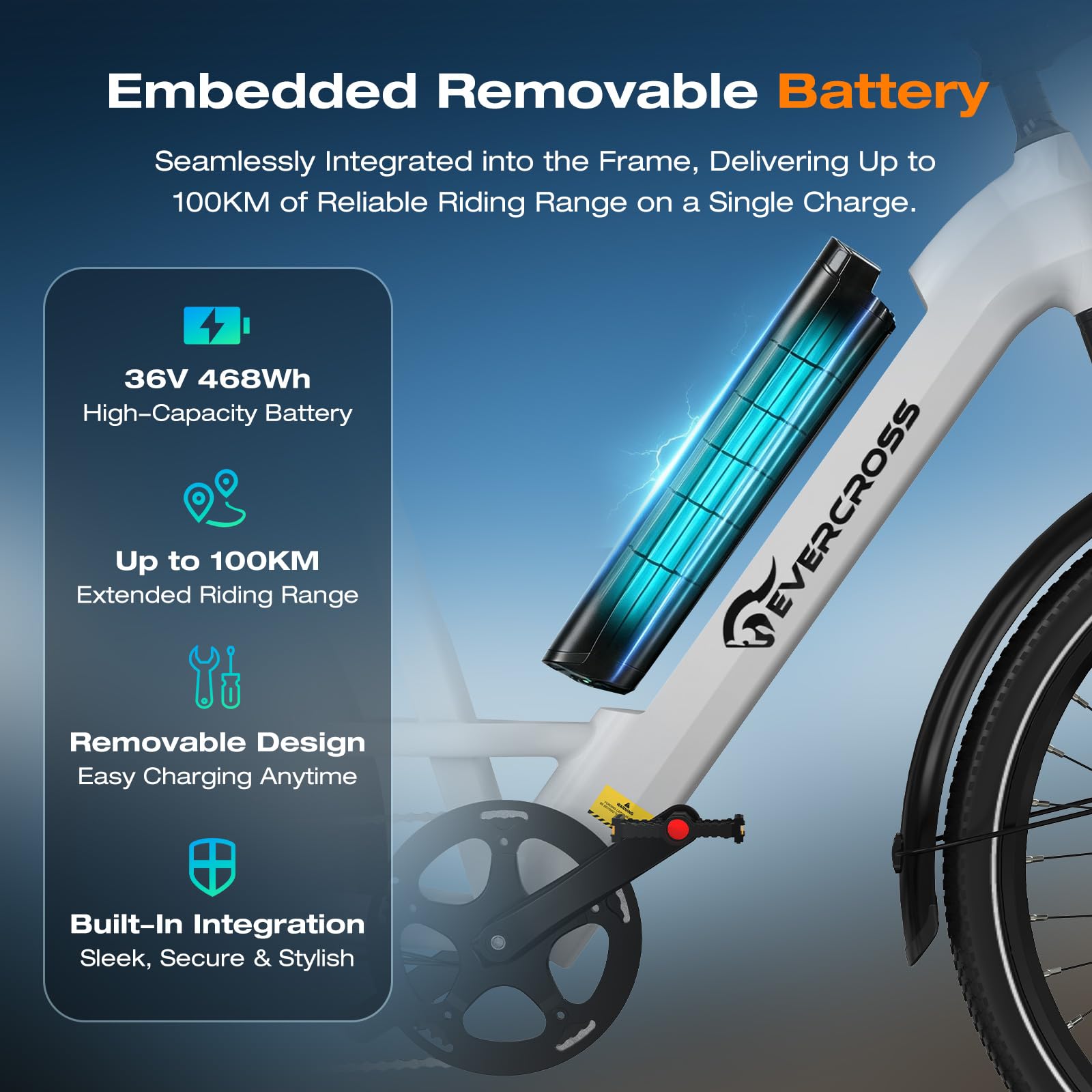 EVERCROSS Bicicleta Eléctrica para Adultos, 16"/20" Neumático Gordo Bici Eléctrica, Motor de 250W, hasta 25KM/H, 36V/48V Batería Extraíble Bicicleta de Montaña, Nieve Montaña Ebike