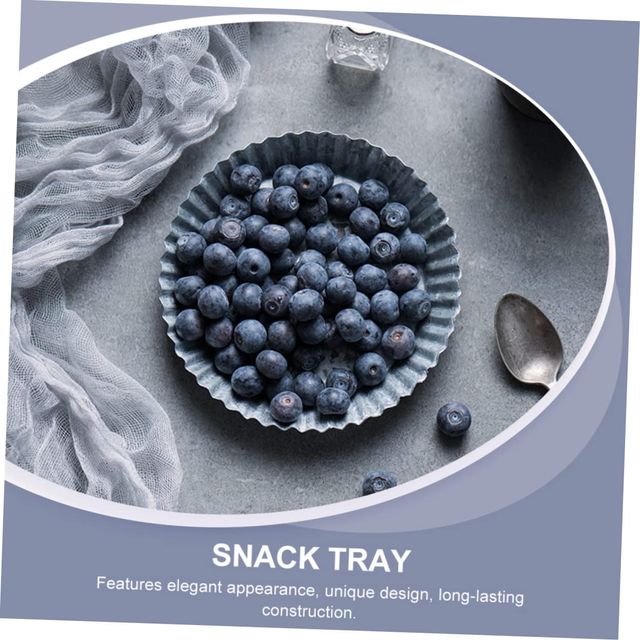 1pc Multi-use Iron Art Storage Tray for Fruits Snacks and Display Vintage Style Galvanized Food Storage Plate for Home