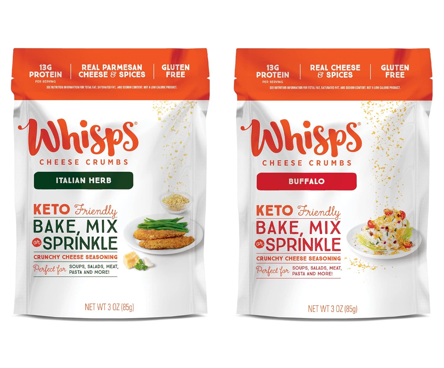 Whisps Cheese Crumbs Italian Herb & Buffalo, Made with