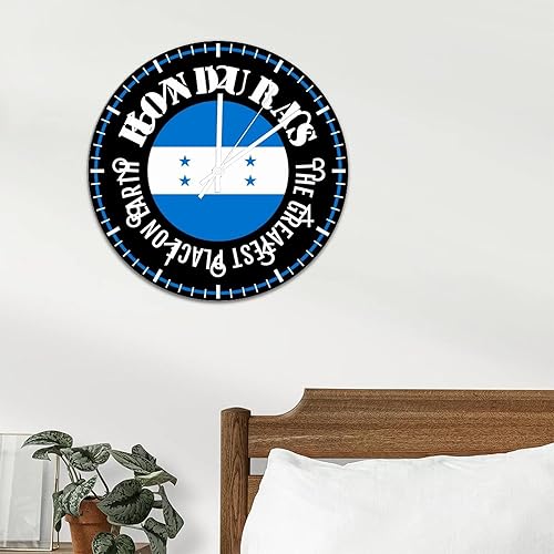 Miniatura 4 de ArogGeld Reloj de pared de PVC con bandera de Honduras, el mejor lugar en la tierra, reloj de pared redondo para amantes de Honduras, 10 pulgadas,