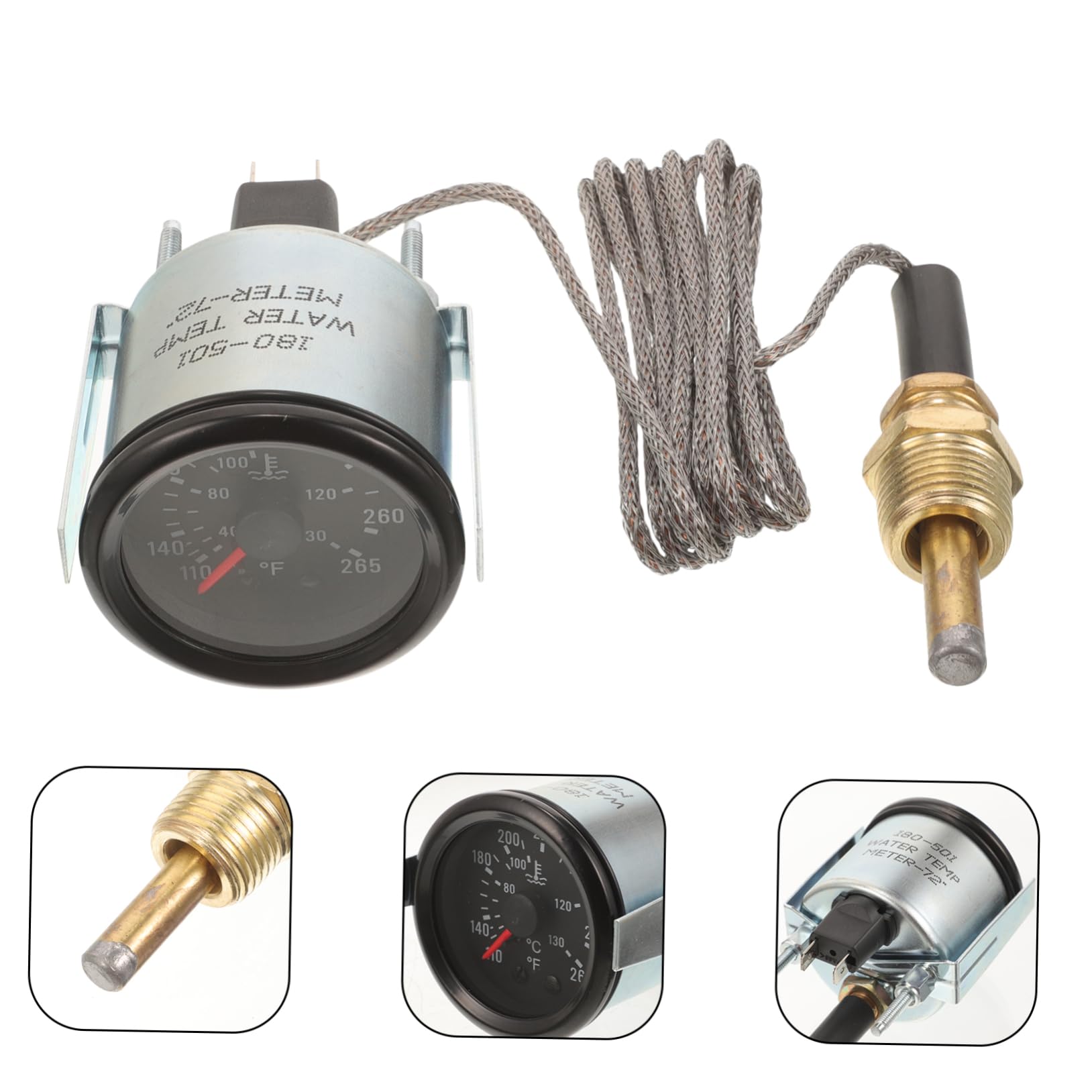 ULTECHNOVO Medidor Mecánico de Temperatura del Agua 52 Mm con Sensor 2 Pulgadas para Coche Indicador Dual Celsius y Fahrenheit Uso Automotor Vehículo Verano Invierno