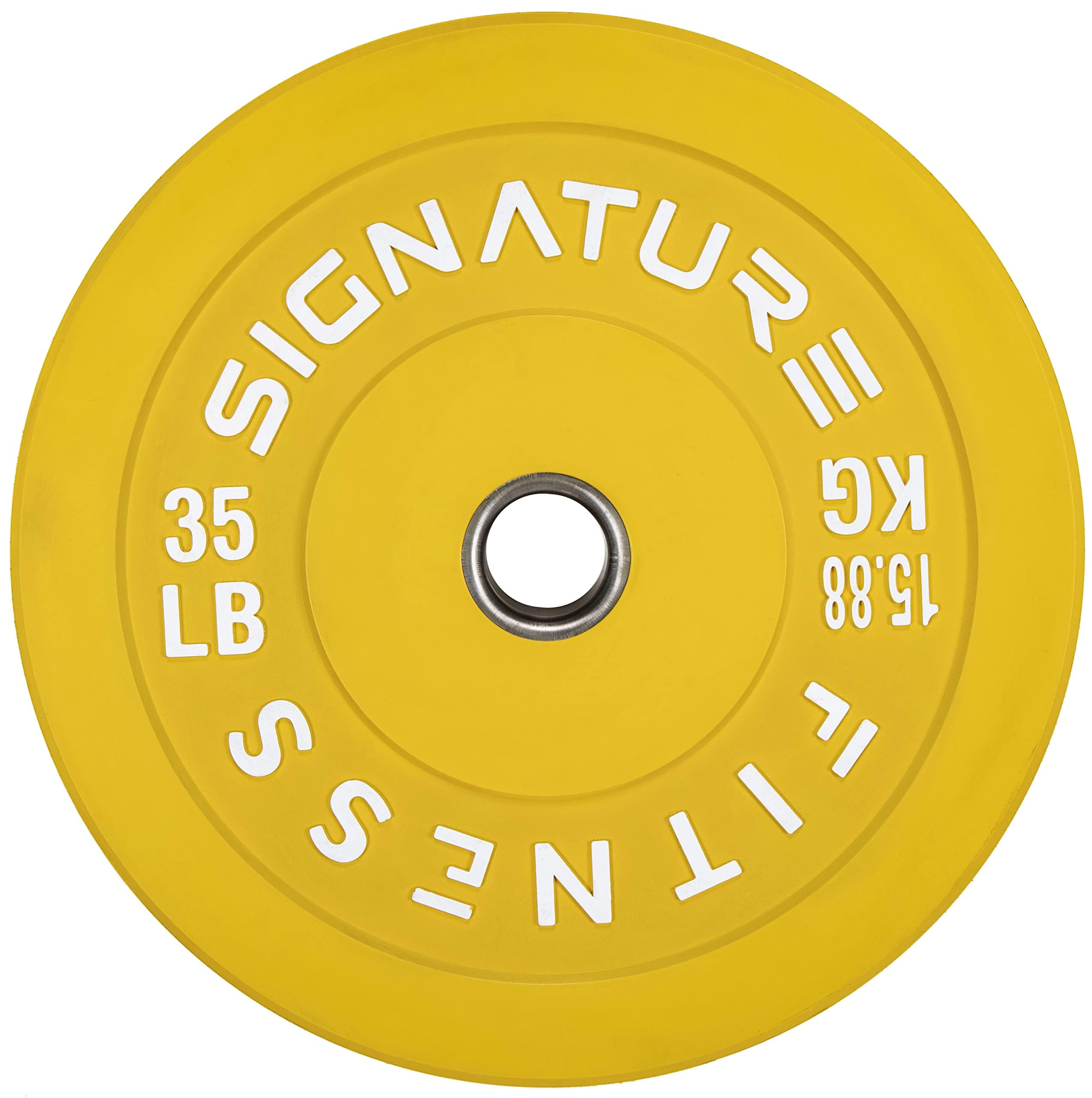 Signature Fitness Discos de peso olímpicos de 2 pulgadas con cubo de acero, pares o juegos o juegos con barra, varios paquetes