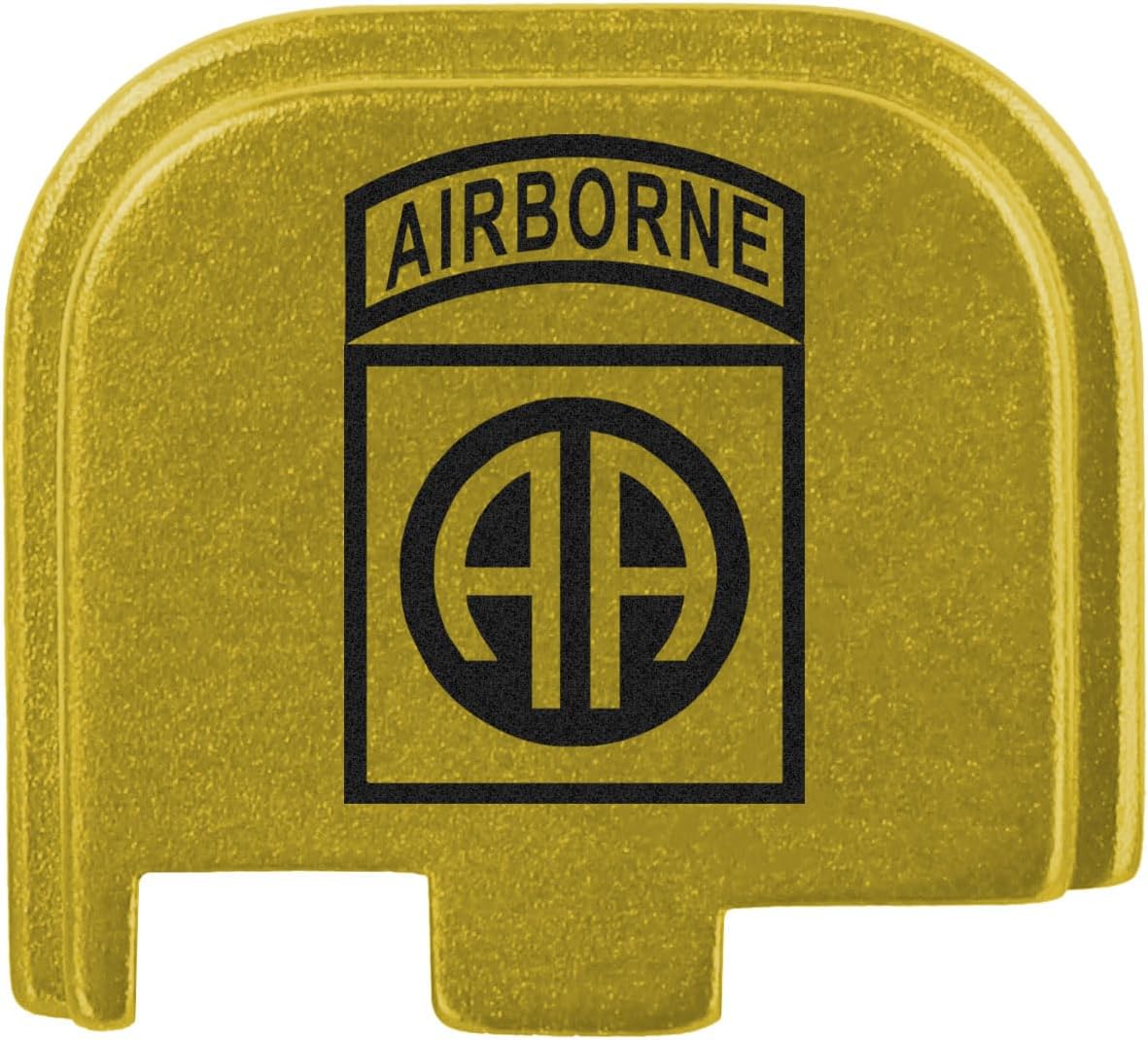 NDZ Performance Slide Cover Back Plate for Glock 43 43X 48 & PSA Dagger Micro – Aluminum Upgrade with Black Engraving – Airborne 82nd – Gold