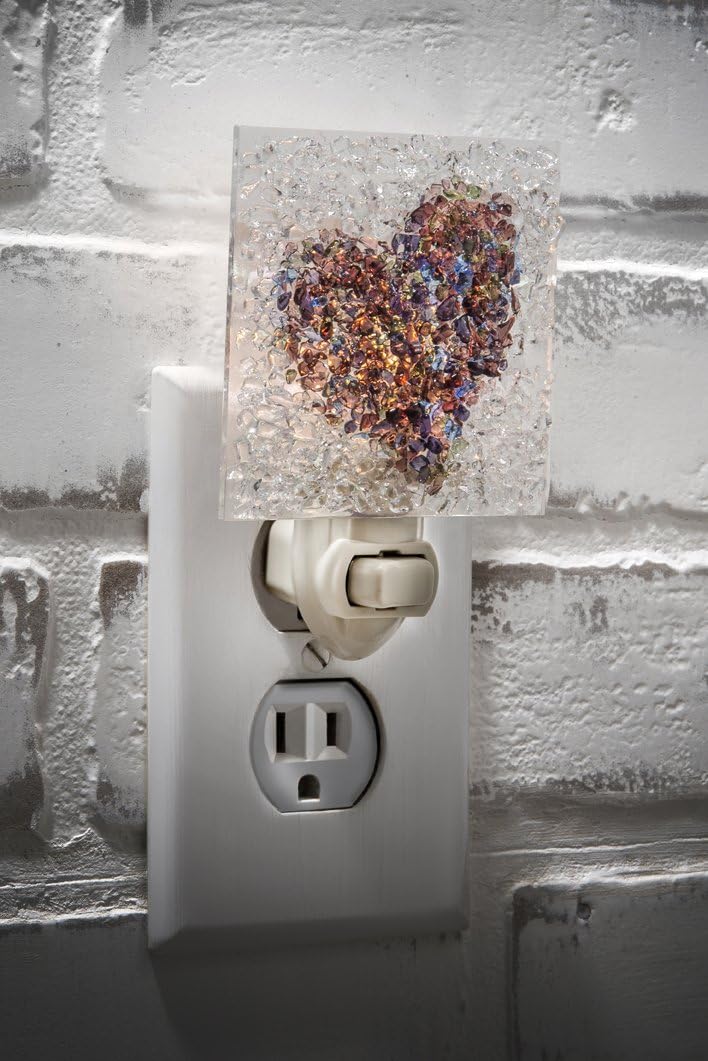 J Devlin Glass Art Stained Glass Night Light, Purple, Green, Blue, Plug in nightlight for Bedroom/Bathroom/Stairway/Hallway Home Decor NTL 187