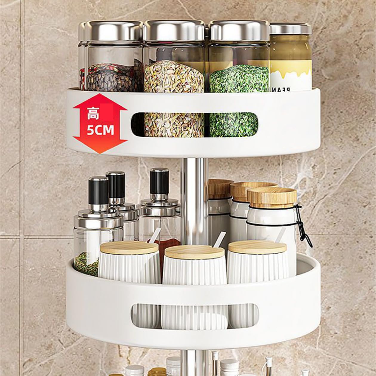 Amazon｜[FOQW] 3層 スパイスラック 360度回転式 調味料ラック カラー1