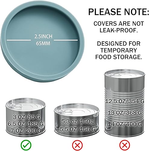 Miniatura 2 de OHMO Paquete de 2 tapas para latas de comida para gatos, tamaño pequeño (3 onzas), tapas de silicona para latas de comida para gatos de 2.5 onzas,