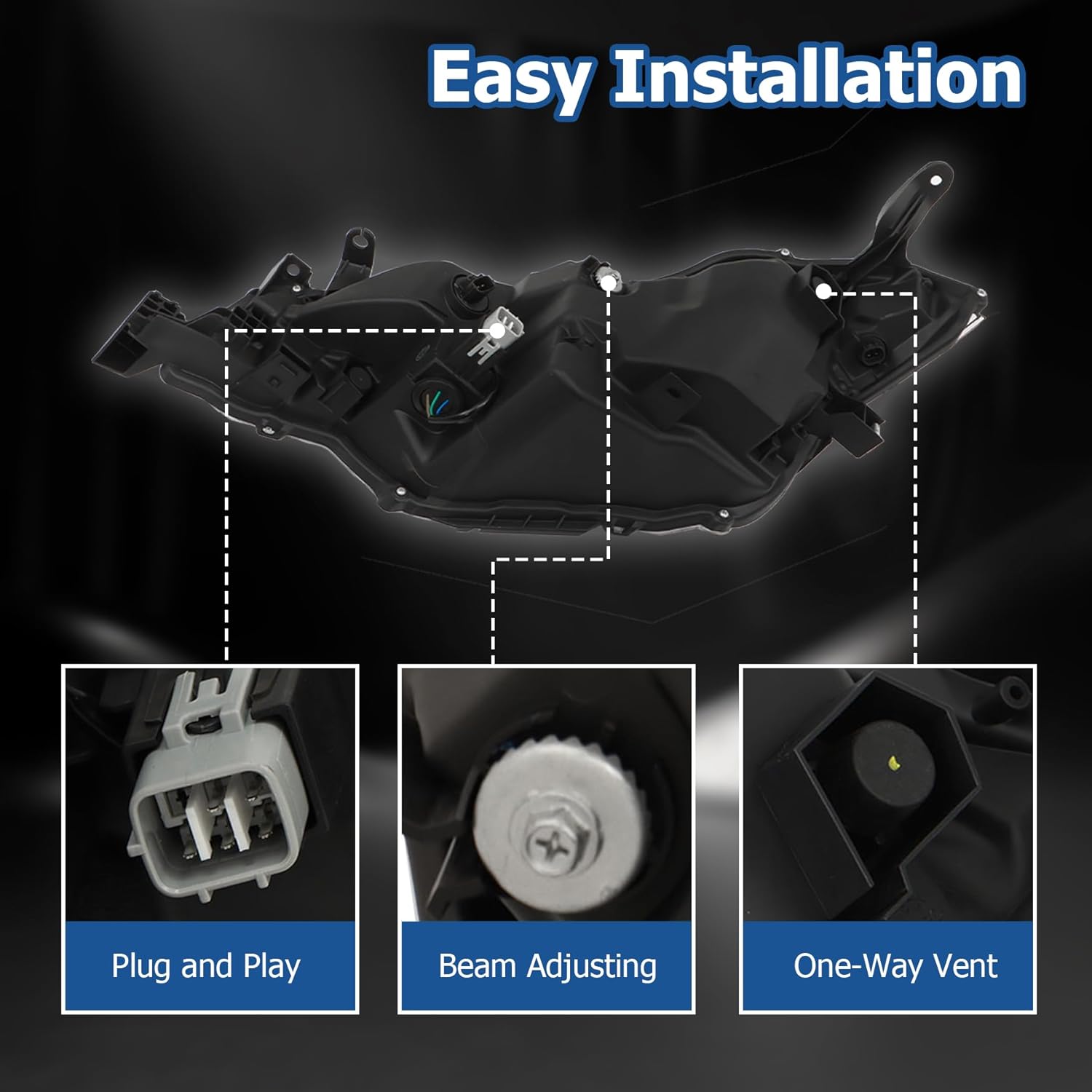 2PCS Driver and Passenger Side Headlamp Assembly Replacement for Toyota Corolla L/LE/LE Eco 2017-2019 Headlights