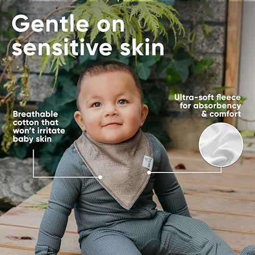 Miniatura 241 de Copper Pearl Paquete de 4 baberos de algodón suave para babeo y dentición, baberos absorbentes para bebés niñas y niños, ajustables para adaptarse a