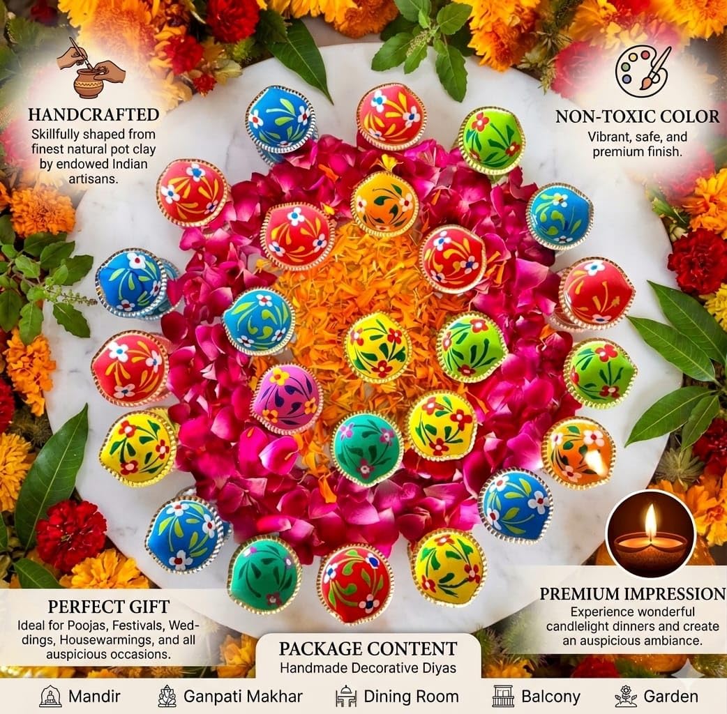 Diwali Diyas - Handmade Terracotta Clay Lights -8