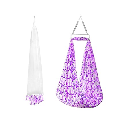 ParentsLap Plum Baby Swing Cradle with Mosquito Net and Spring (Purple)