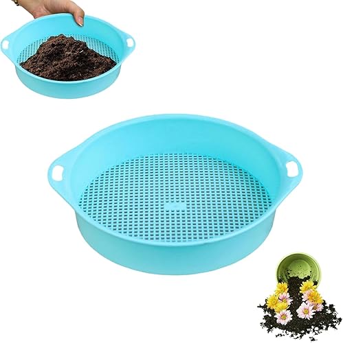 Sartén redonda para tamiz de suelo de jardín, arena de jardinería, tamiz de abono de suelo de 0.118 in, filtro de suelo de tetragón, filtro de