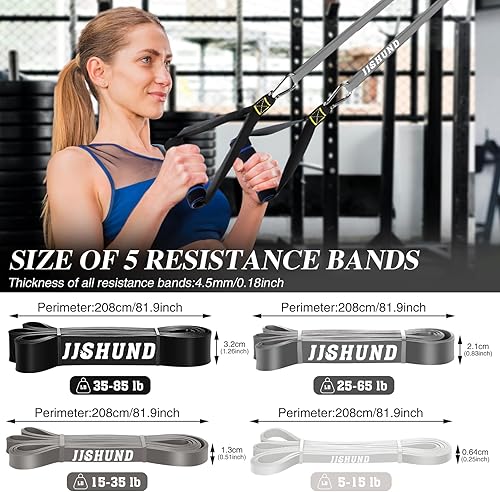 Miniatura 2 de Juego de bandas de resistencia, 4 bandas de asistencia para dominadas, bandas de ejercicio de látex para hombres y mujeres, bandas de entrenamiento