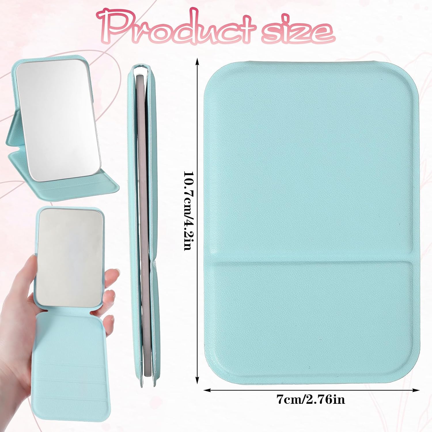 16 Pcs Hand Mirror Compact Portable Mirror Bulk Handheld Folding Pocket Makeup Mirrors 4.2'' Travel Ultrathin Mirrors for Camping Home Party Women Mom Party Gift (Multicolor)