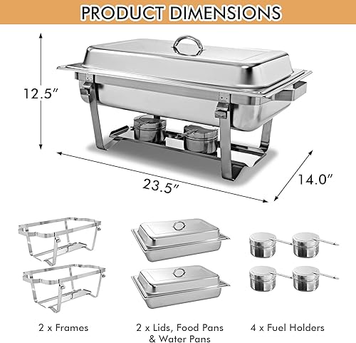 Miniatura 9 de Happygrill Juego de 2 platos para rozar de 9 cuartos de galón de acero inoxidable de alta calidad