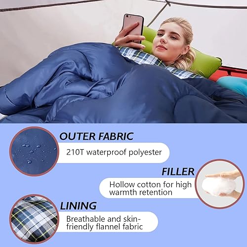 Miniatura 43 de Flannel Sleeping Bag Cotton 0 Degree Cold Weather for Adults XXL Wearable Sleeping Bag 4 Seasons Waterproof with Compression Sack