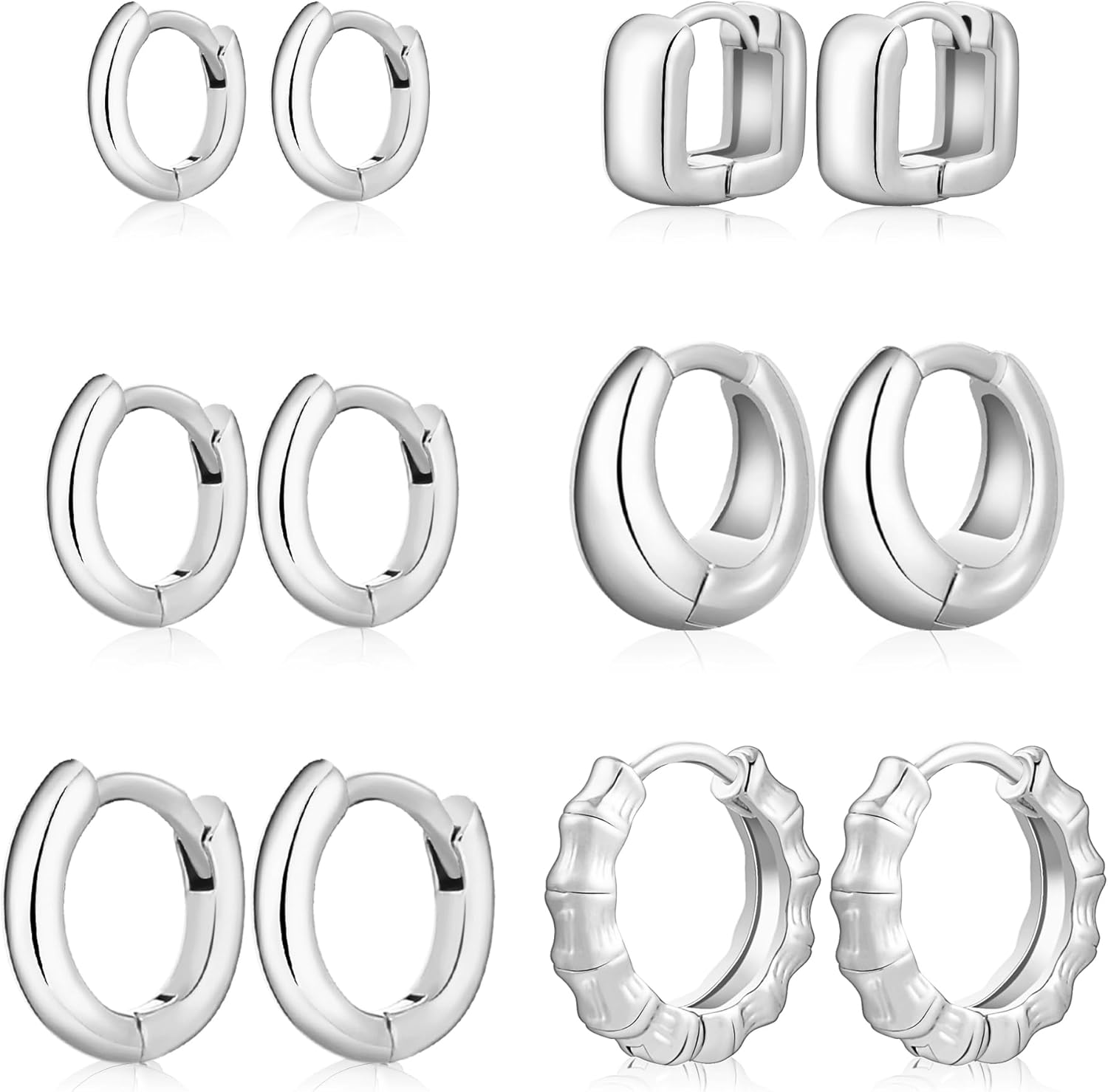 Wgoud Small Gold Hoop Earrings Set for Women, 6 Pairs 14K Gold Plated Hypoallergenic Lightweight Huggie Hoops Earrings, Trendy Cartilage Cubic Zirconia Earrings for Women Gifts.