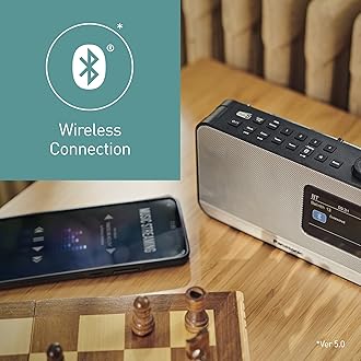 Panasonic RF-D15EG-K Portable DAB+/FM Digital Radio with Bluetooth, 2.4" TFT LCD Display, 1W 5CM Speaker, 4 Preset Buttons, Battery and AC Mains Powered, Sleep, Alarm, Clock Functions, Black.