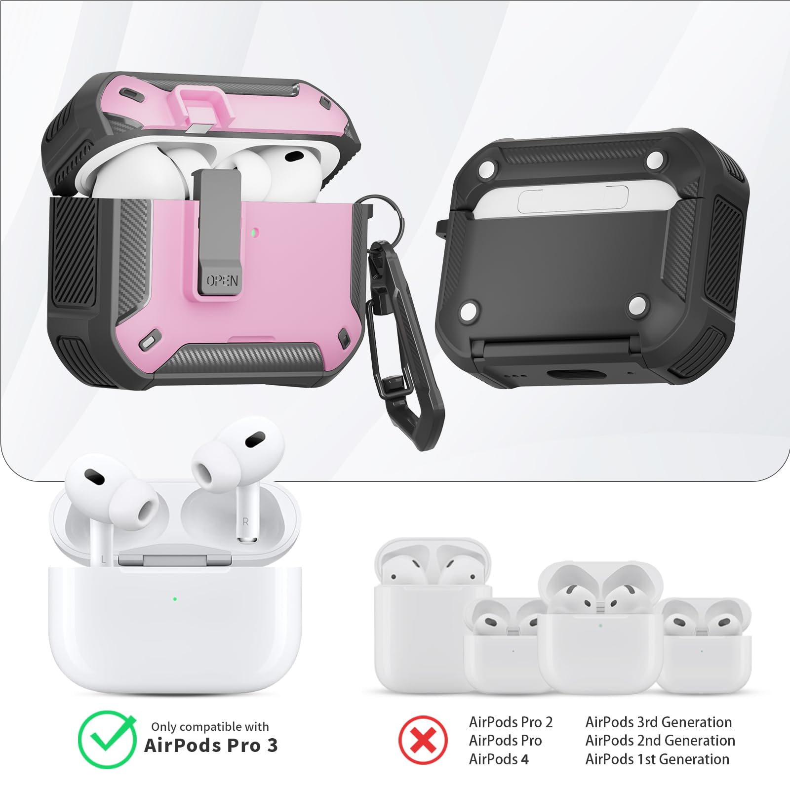 Amazon | AirPods Pro 3用ケース 磁気ロックと電話スタンド付き