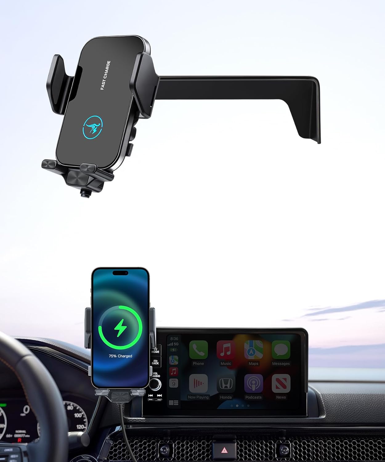 15W Wireless Fast Charger For Honda Civic 2022-2026 Civic Hybrid 2025-2026 Accessories 7/9 inch Screen Fixed Clip, Auto Accessories Navigation Bracket, Interior Decoration Mobile Phone Mount