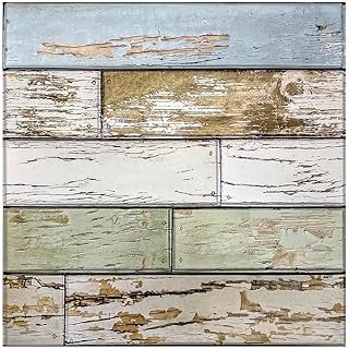 Commomy 10 Pcs 3D Faux Wood Panels Peel and Stick -11.8"x11.8" Ultralight Thin PVC 3D Wall Panels Shiplap Planks for Interio Walls Kitchen, Bedroom, Living Room, RV