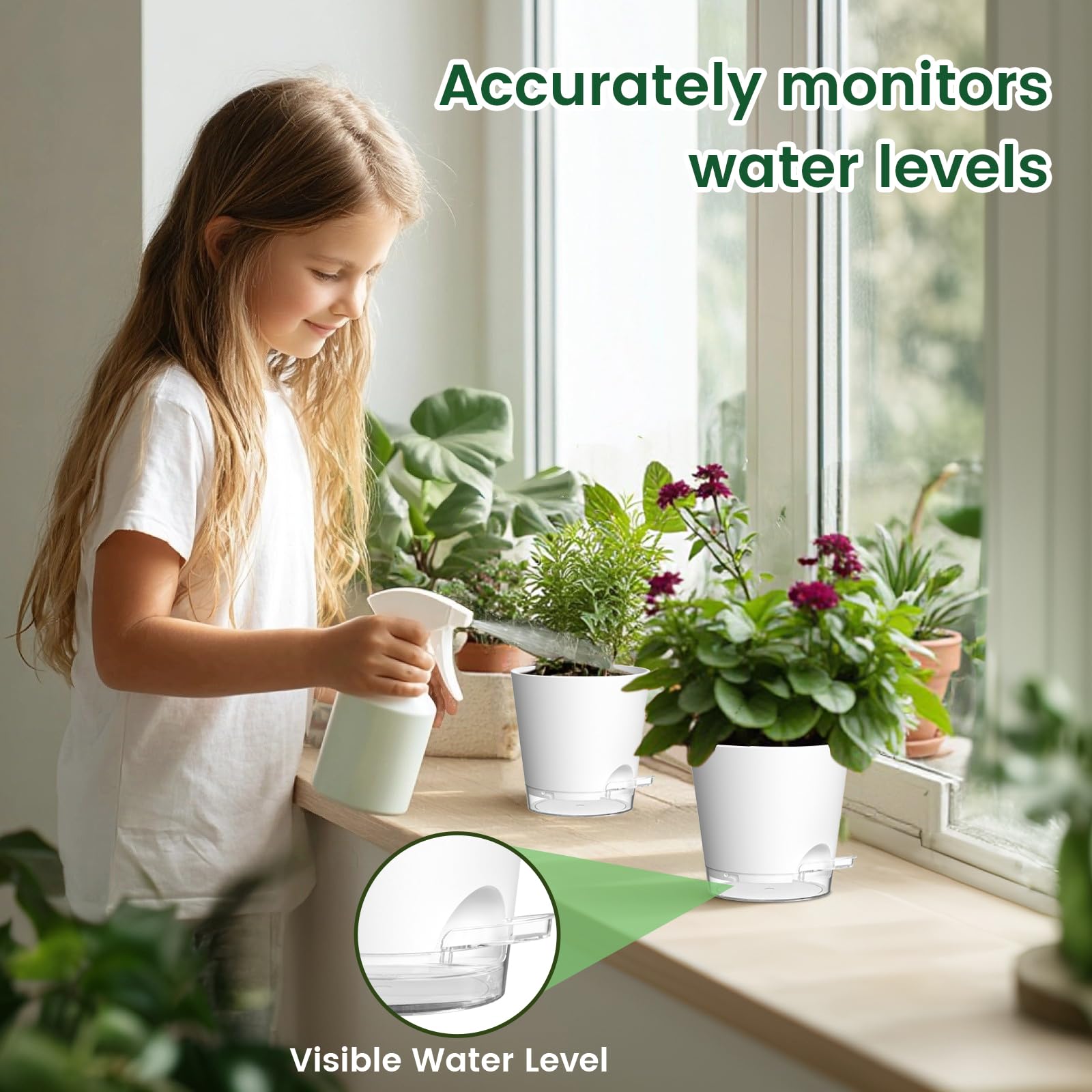 Snapklik.com : Meowell 4 Inch Self Watering Pots For Indoor Plants, 5 ...