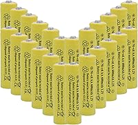 Vista 1 de AA - Batería recargable NICD de 600 mAh 1.2 V para luces solares al aire libre, luces de jardín, controles remotos, ratones amarillos (24 piezas)