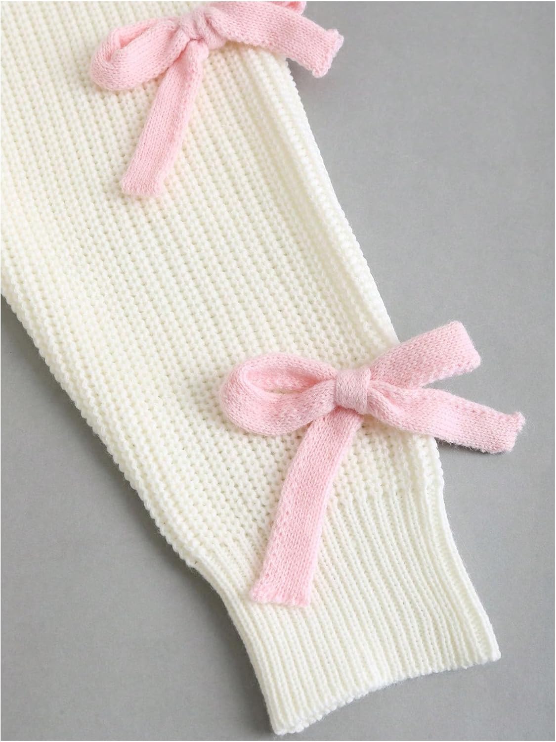 SHENHE Women's Open Front Ribbed Knit Bow Cute Cropped Cardigan Bolero Sweater Shrug - Image 4