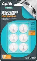 Ordene - Conjunto Organizador Adesivo Emborrachado para Cabos, 6 Unidades, Cor Branca, Linha Aplik