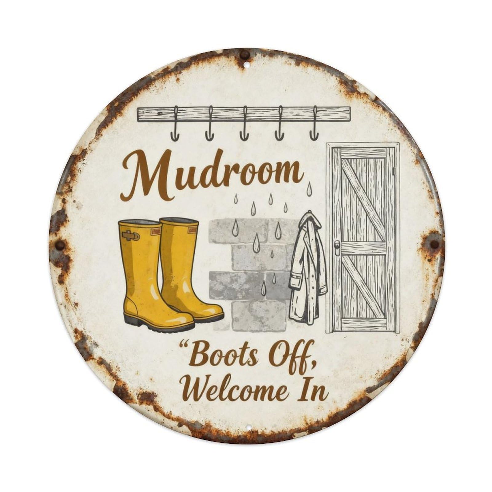Mudroom Boots Entryway Decor Metal Tin Sign Plaque