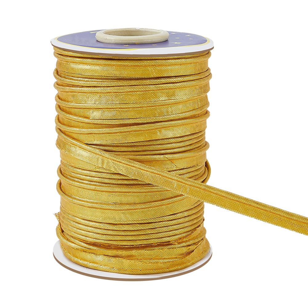 DICOSMETIC 72 Yards x 3/8 Inch(11mm) Piping Cord Trim for Sewing Gold Satin Bias Piping Tape Polyester Bias Tape for Garment Sewing Home Decoration and DIY Craft