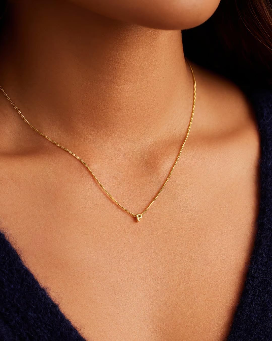 gorjana - Wilder Mini Alphabet Necklace - 18k Gold-Plated or Silver-Plated Brass - Personalized Initial Charm - Secure Closure, Adjustable Length - Timeless Elegance