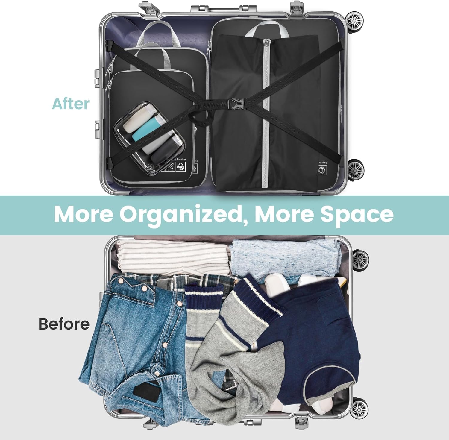 Cambond Compression Packing Cubes for Travel Women - Lightweight Luggage Organizers Bag Packing Cubes for Carry on Suitcases - Image 6